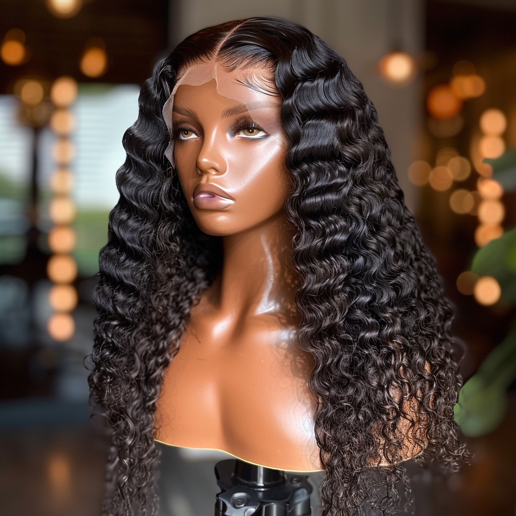 Black curly wig