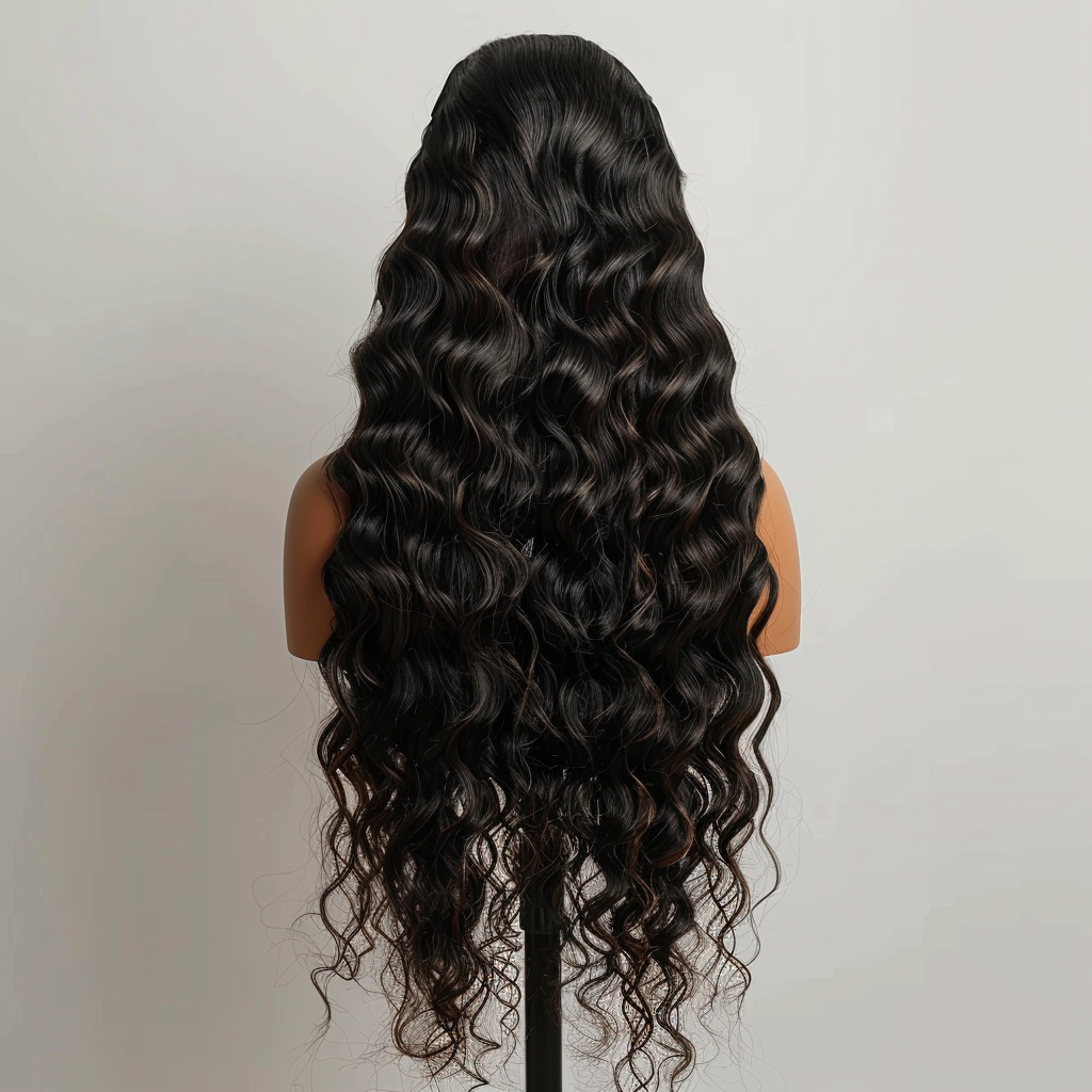 Glueless black curly wig