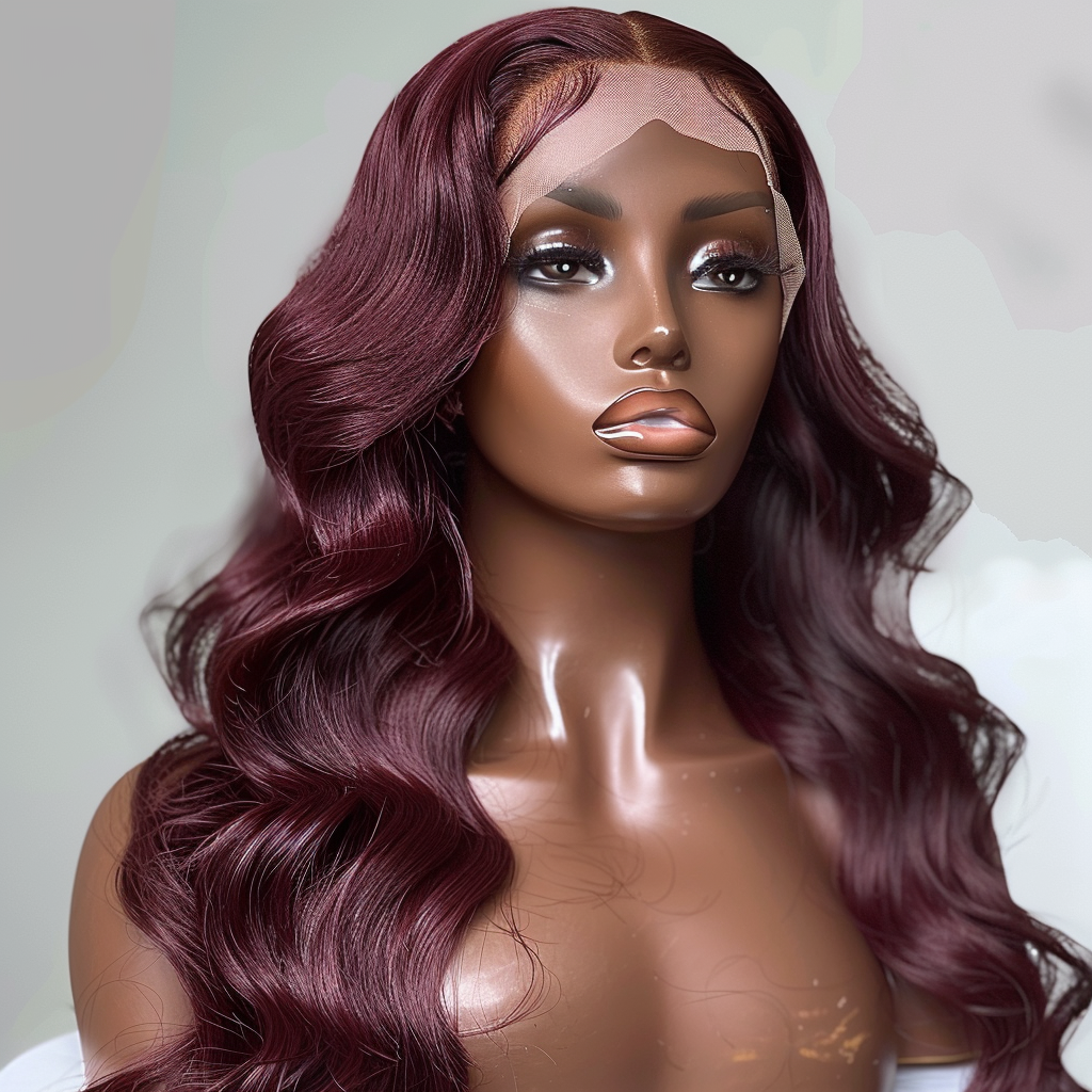 Burgundy bodywaves wig