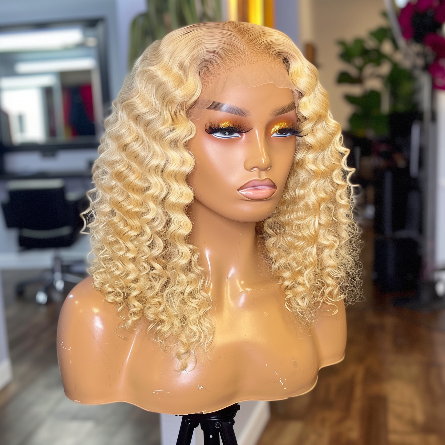 Blond curly wig