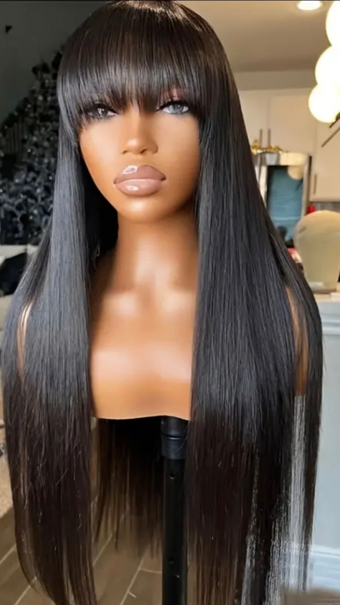 Black wig with bang