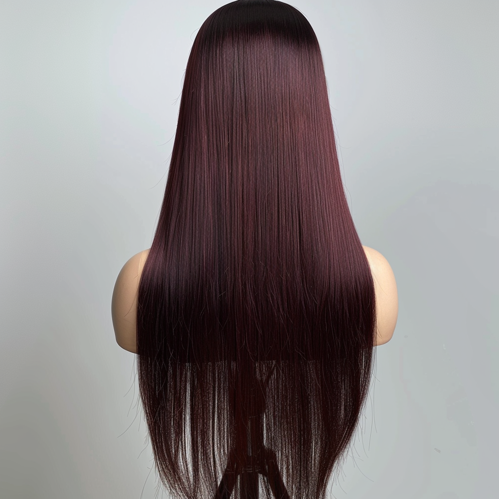 Glueless burgundy straight wig