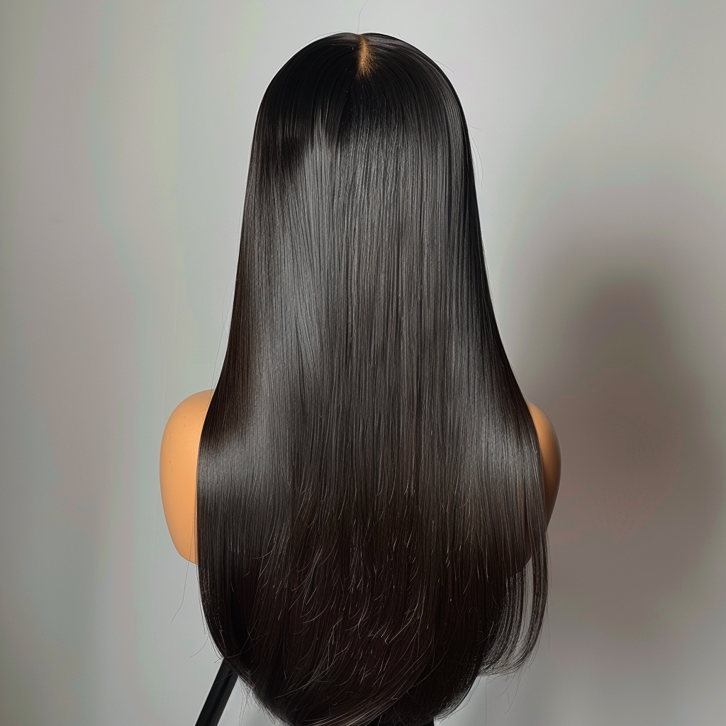 Glueless black straight wig