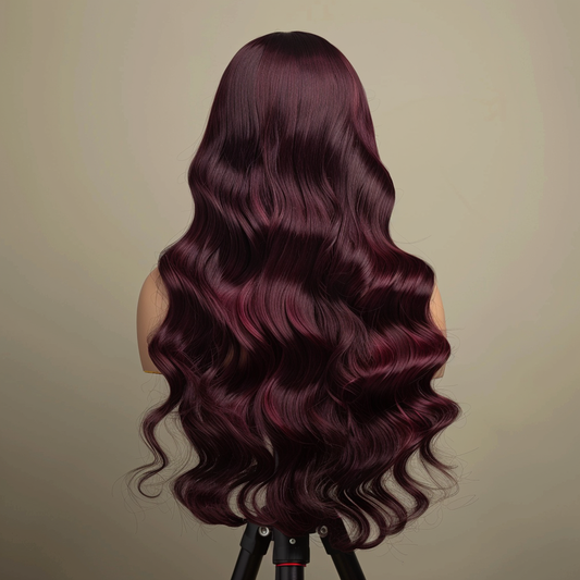 Glueless burgundy bodywaves wig
