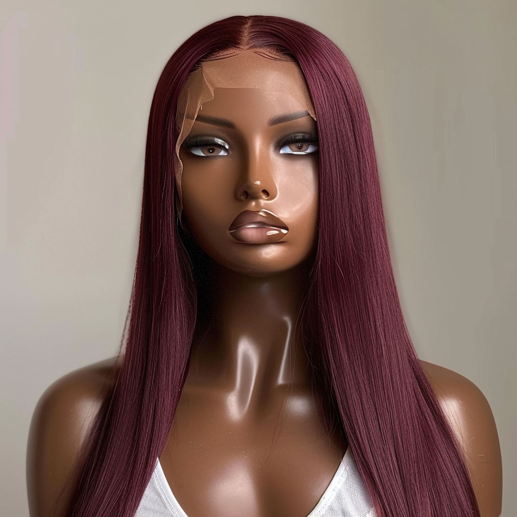 Burgundy straight wig